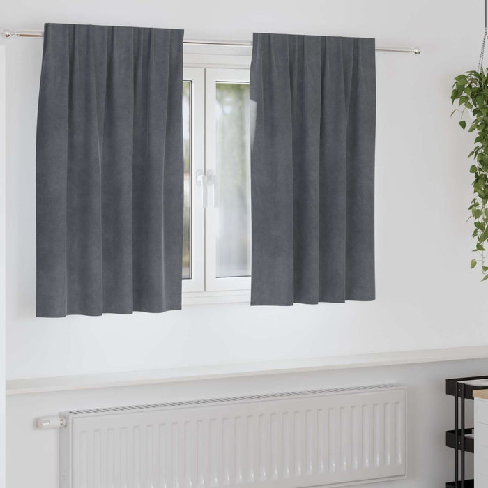 Perdele opace 2 pcs Gri deschis 140 x 140 cm Catifea - WALTI WALTI