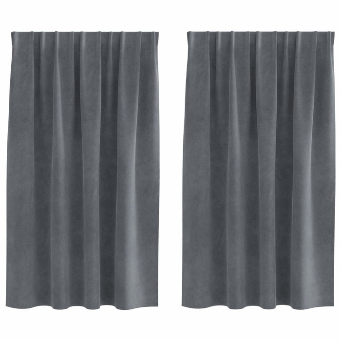 Perdele opace 2 pcs Gri deschis 140 x 140 cm Catifea - WALTI WALTI