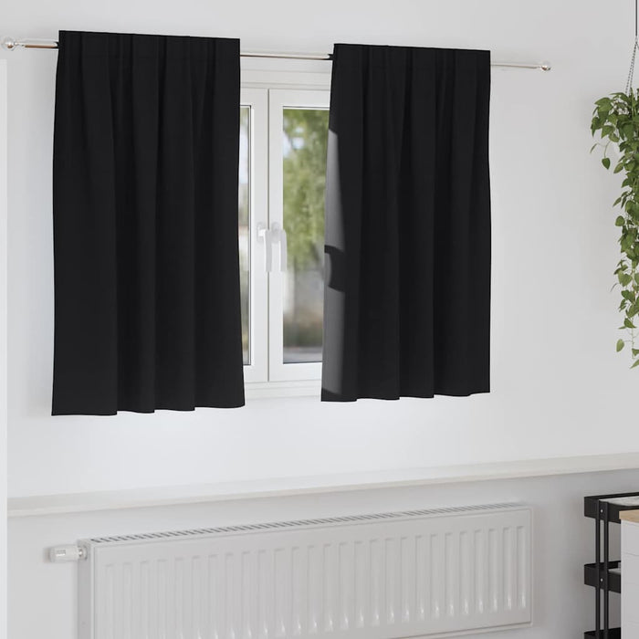 Perdele cu perdele 2 pcs Negru Poliester - WALTI WALTI