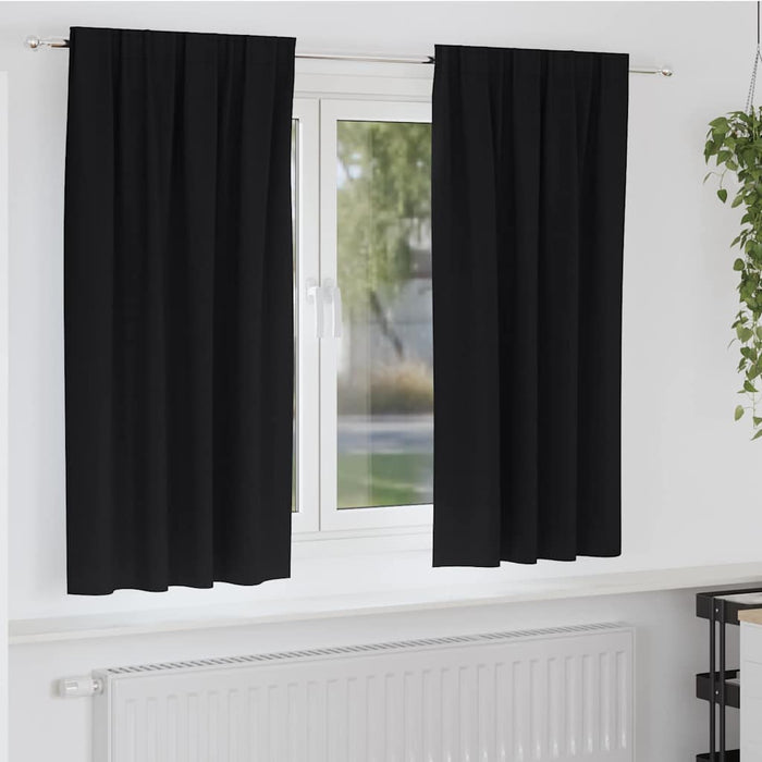 Perdele cu perdele 2 pcs Negru Poliester - WALTI WALTI