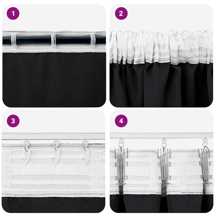 Perdele cu perdele 2 pcs Negru Poliester - WALTI WALTI