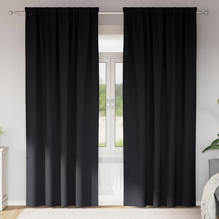 Perdele cu perdele 2 pcs Negru Poliester - WALTI WALTI