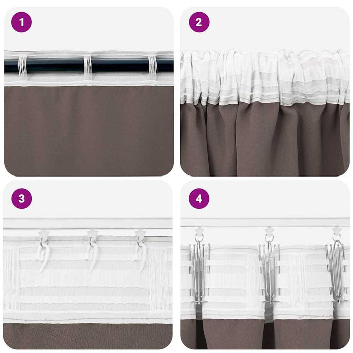 Perdele cu perdele 2 pcs Maro închis Poliester - WALTI WALTI