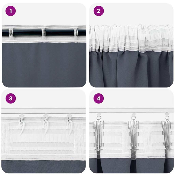 Perdele Opaque cu Inel 2 pcs Antracit 140 x 140 cm Poliester - WALTI WALTI