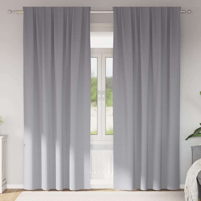 Perdele cu perdele 2 pcs Gri deschis 245 x 140 cm Poliester - WALTI WALTI