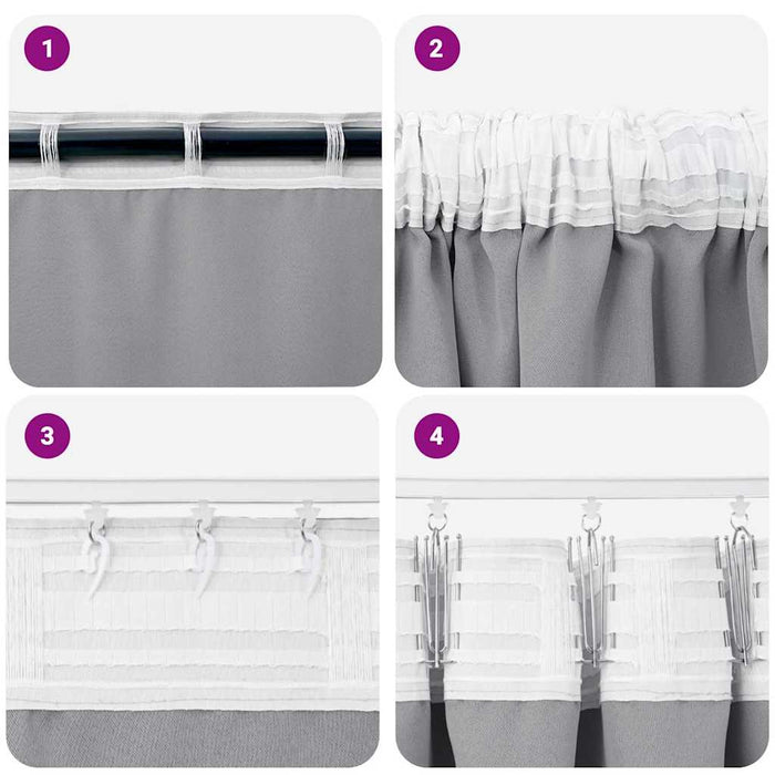 Perdele cu perdele 2 pcs Gri deschis 260 x 140 cm Poliester - WALTI WALTI