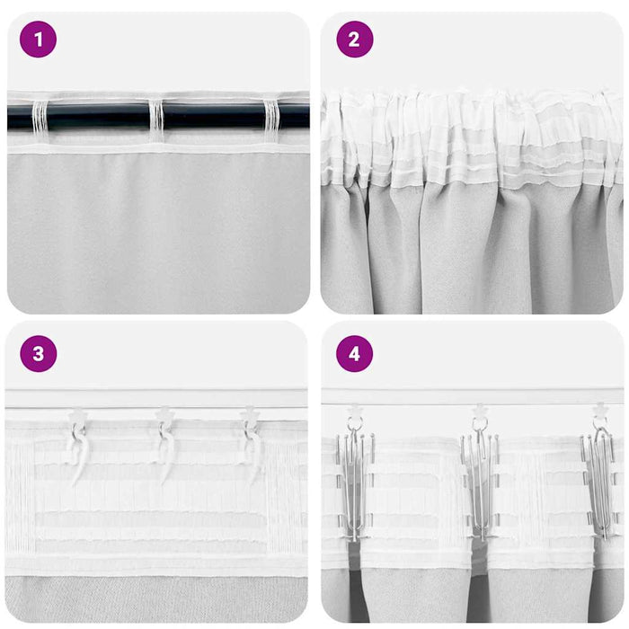 Perdele cu perdele 2 pcs Gri deschis 245 x 140 cm Poliester - WALTI WALTI