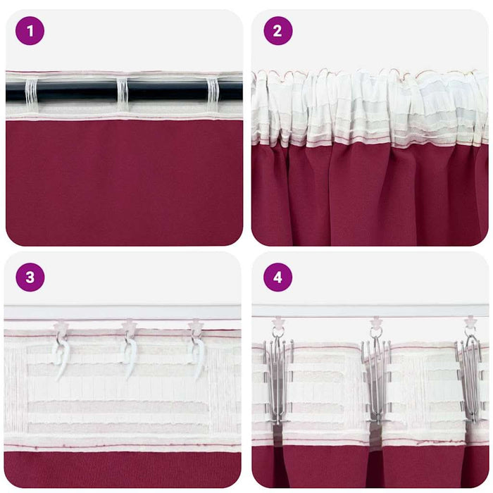 Perdele cu perdele 2 pcs bordo Poliester - WALTI WALTI