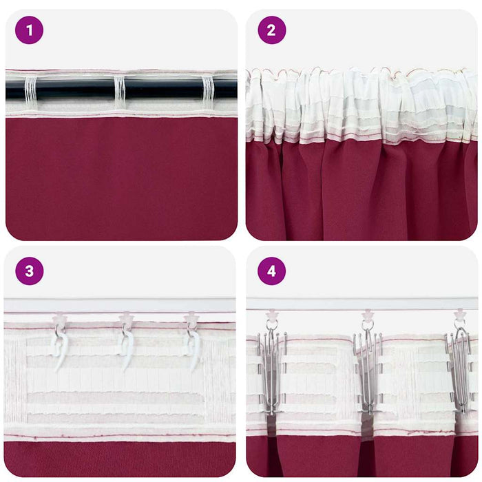 Perdele cu perdele 2 pcs Roșu Vin 260 x 140 cm Poliester - WALTI WALTI