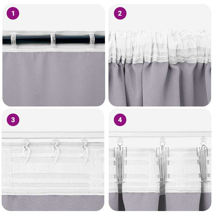 Perdele cu perdele 2 pcs Gri metalic Poliester - WALTI WALTI