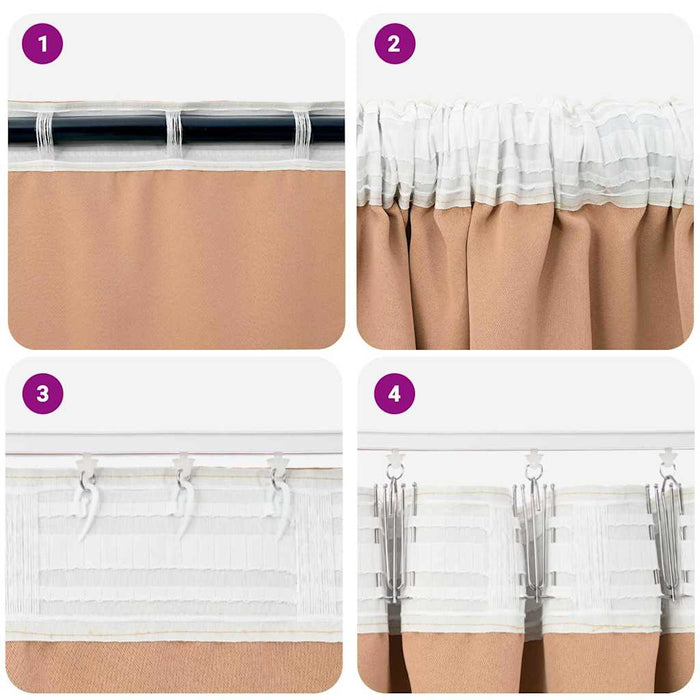 Perdele cu perdele 2 pcs Maro deschis 225 x 140 cm Poliester - WALTI WALTI