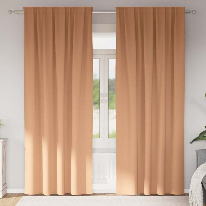 Perdele cu perdele 2 pcs Maro deschis 225 x 140 cm Poliester - WALTI WALTI