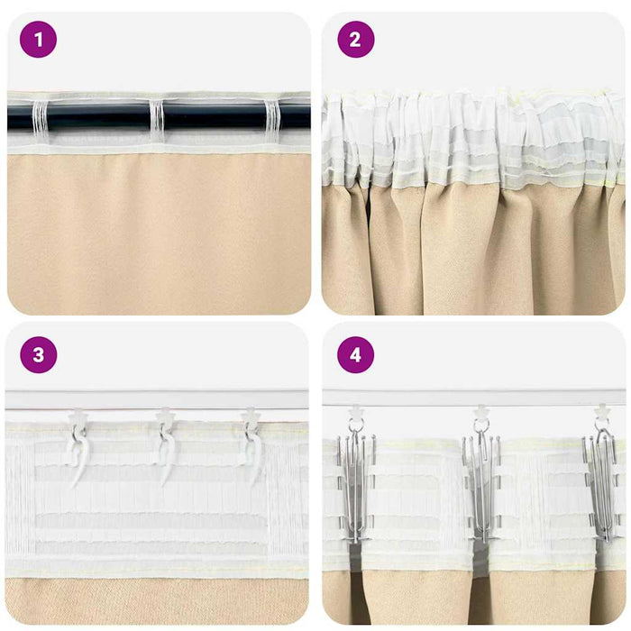 Perdele cu perdele 2 pcs Crem 245 x 140 cm Poliester - WALTI WALTI