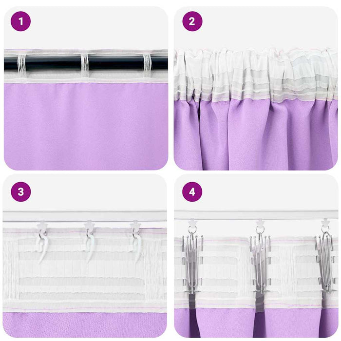 Perdele cu perdele 2 pcs Violet 260 x 140 cm Poliester - WALTI WALTI