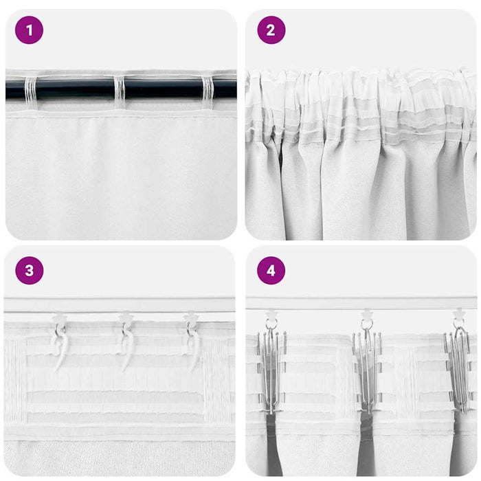 Perdele cu perdele 2 pcs Alb Strălucitor Poliester - WALTI WALTI