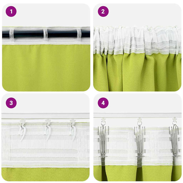 Perdele cu perdele 2 pcs Verde măr 260 x 140 cm Poliester - WALTI WALTI