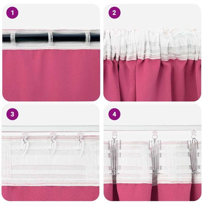 Perdele cu perdele 2 pcs Roz intens Poliester - WALTI WALTI