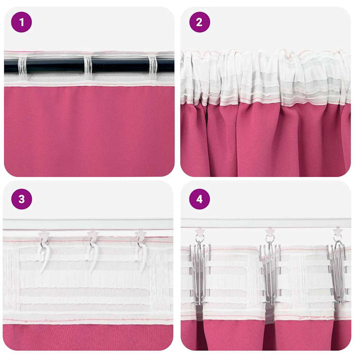 Perdele Opaque cu Inel 2 pcs Roz Aprins 260 x 140 cm Poliester - WALTI WALTI