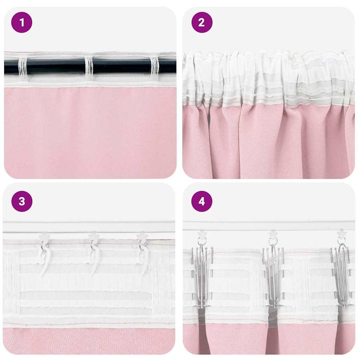 Perdele Opaque cu Inel 2 pcs Roz bebe 140 x 140 cm Poliester - WALTI WALTI