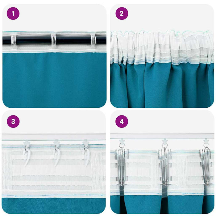 Perdele cu perdele 2 pcs Turcoaz 260 x 140 cm Poliester - WALTI WALTI