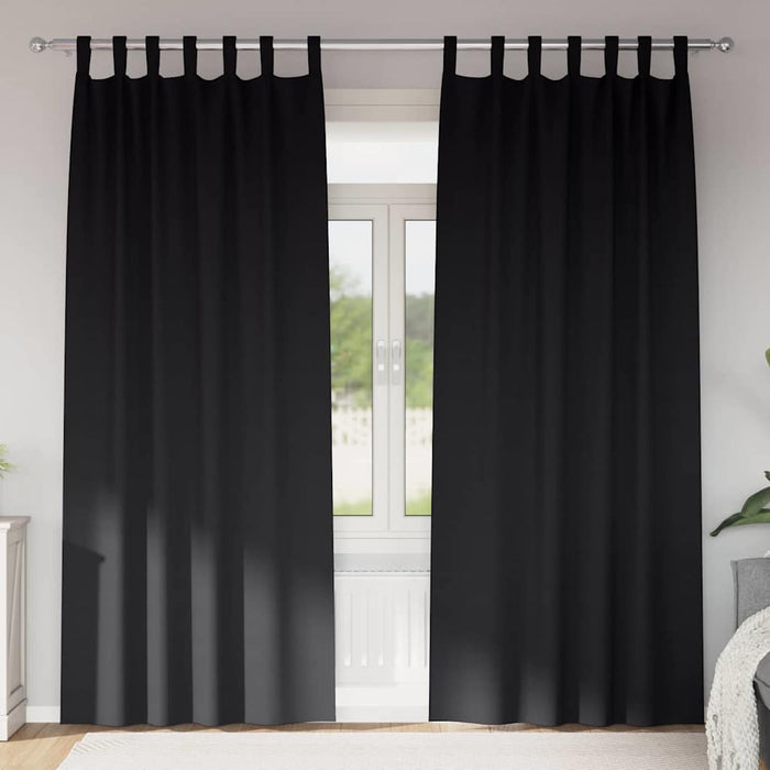 Perdele cu perdele 2 pcs Negru 245 x 140 cm Poliester - WALTI WALTI