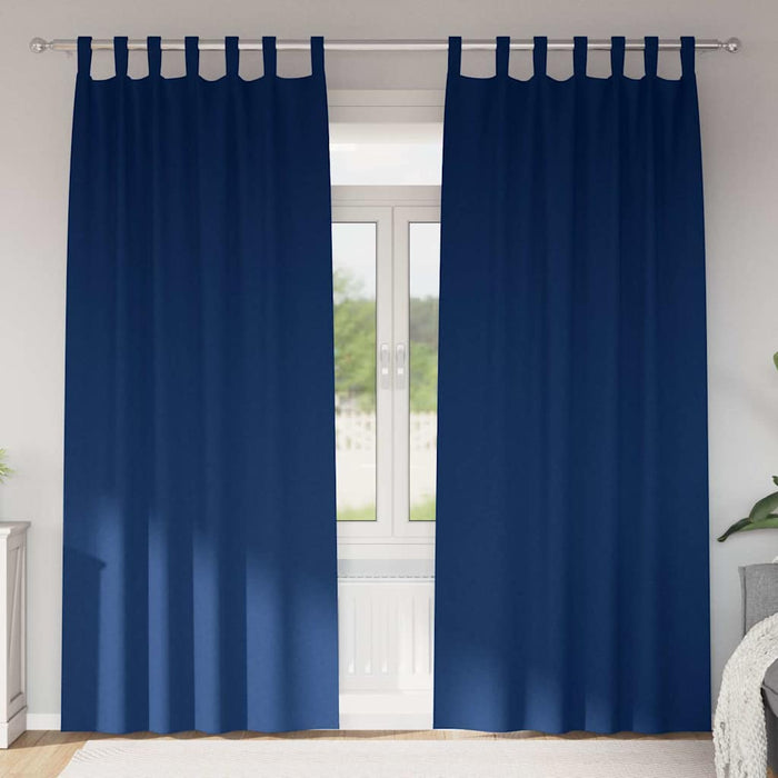 Perdele cu perdele 2 pcs Albastru închis 245 x 140 cm Poliester - WALTI WALTI