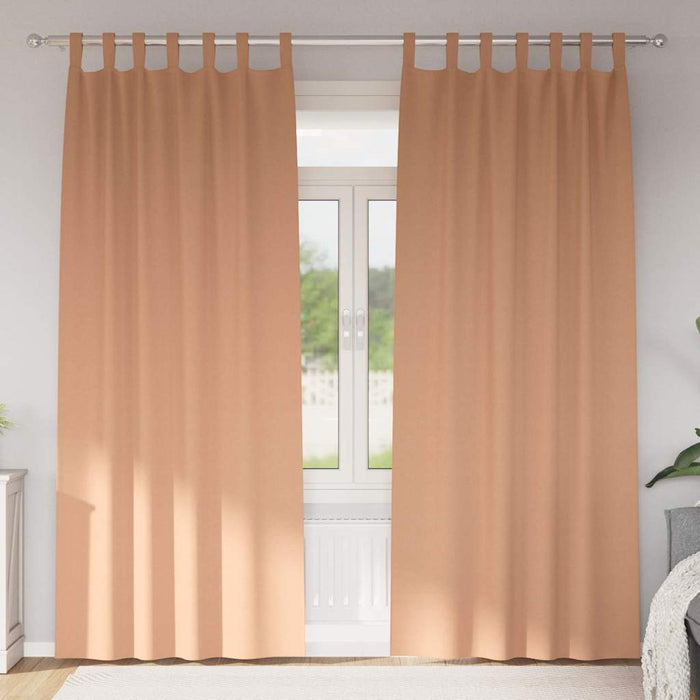 Perdele cu perdele 2 pcs Maro deschis 245 x 140 cm Poliester - WALTI WALTI