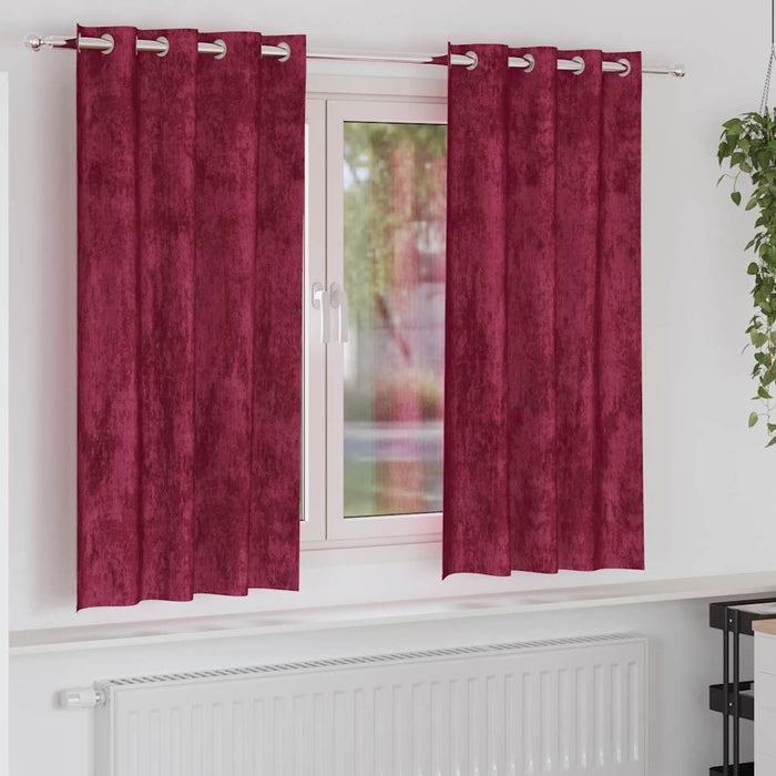 Cortine din catifea 2 pcs Roșu Vin 175 x 140 cm Catifea - WALTI WALTI