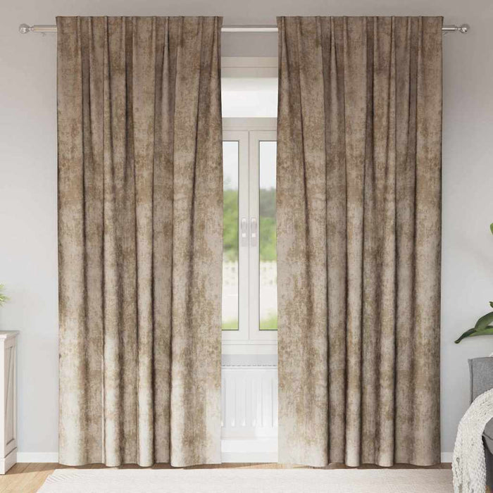 Cortine din catifea 2 pcs Șampanie 245 x 140 cm Catifea - WALTI WALTI