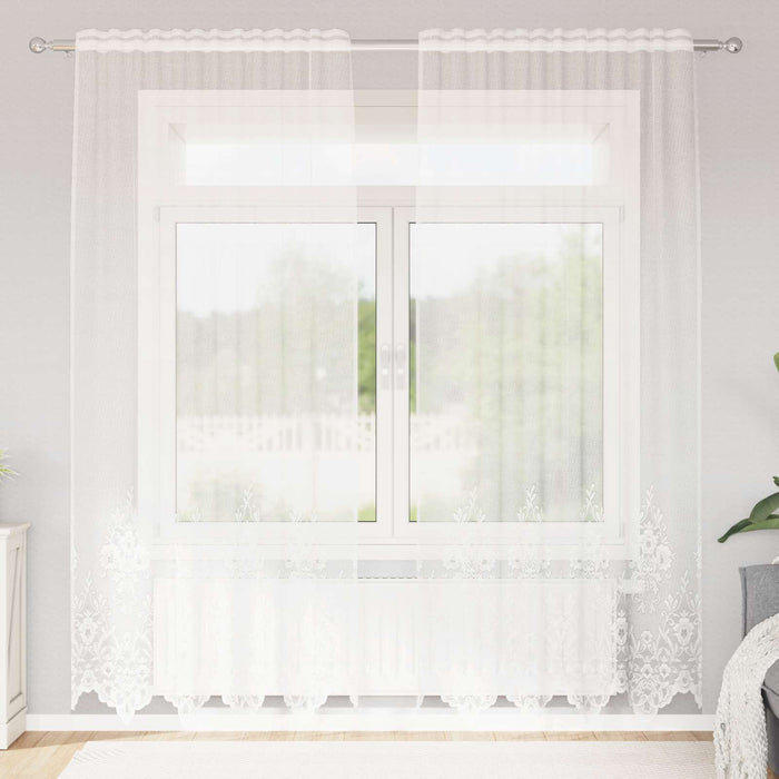 Cortină din Dantelă cu perdele Alb 200 x 150 cm Poliester - WALTI WALTI