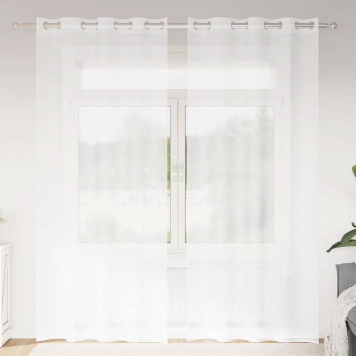 Perdele cu perdele 2 pcs Alb 140 x 225 cm Poliester - WALTI WALTI