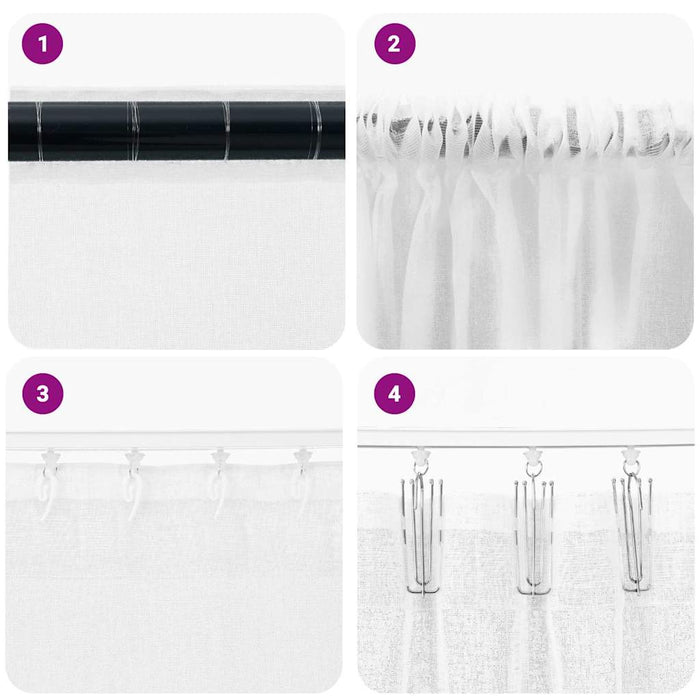 Perdele cu perdele 2 pcs Alb 140 x 260 cm Poliester - WALTI WALTI
