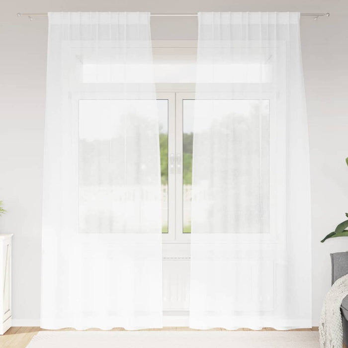 Perdele cu perdele 2 pcs Alb 140 x 260 cm Poliester - WALTI WALTI