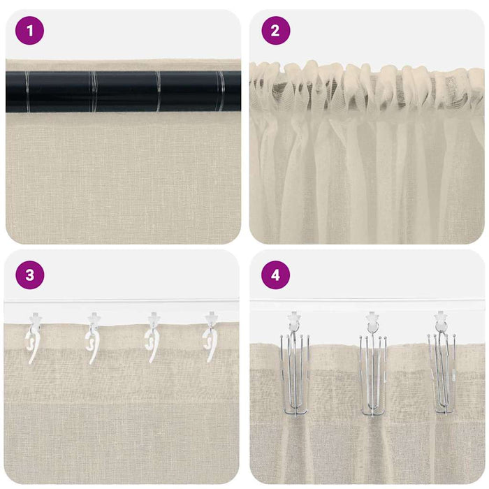 Perdele cu perdele 2 pcs Nisip 140 x 175 cm Poliester - WALTI WALTI