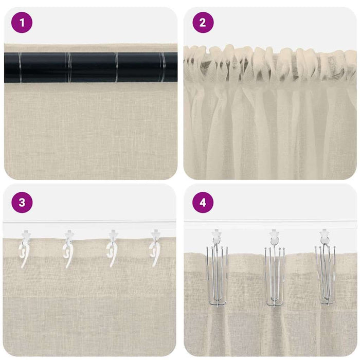 Perdele cu perdele 2 pcs Nisip 140 x 225 cm Poliester - WALTI WALTI
