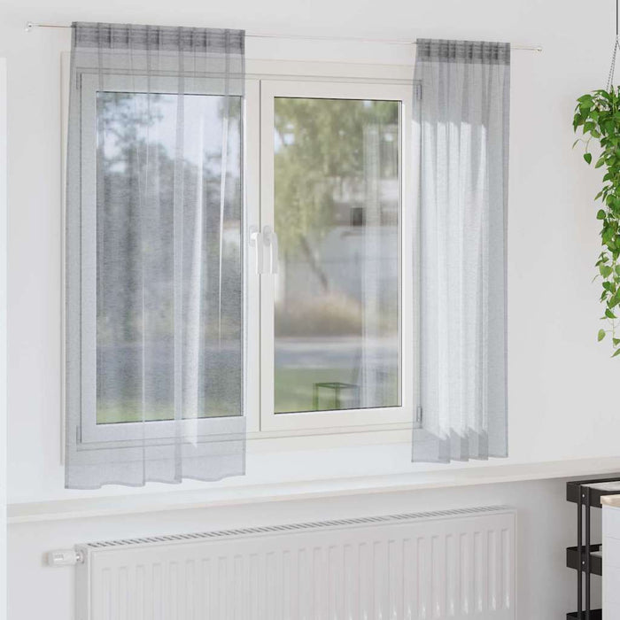 Perdele cu perdele 2 pcs Gri închis 140 x 175 cm Poliester - WALTI WALTI