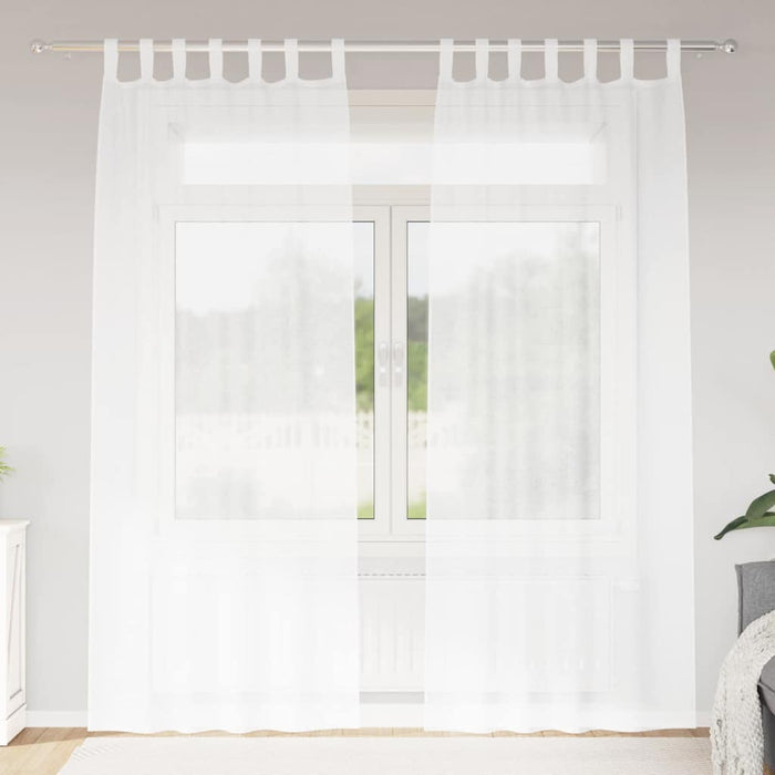 Perdele cu perdele 2 pcs Alb 140 x 225 cm Poliester - WALTI WALTI