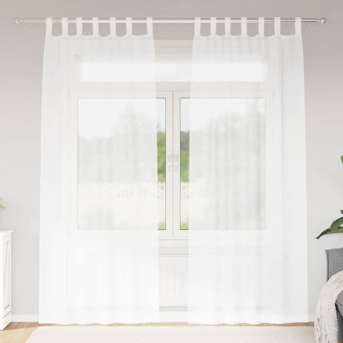 Perdele cu perdele 2 pcs Alb 140 x 260 cm Poliester - WALTI WALTI