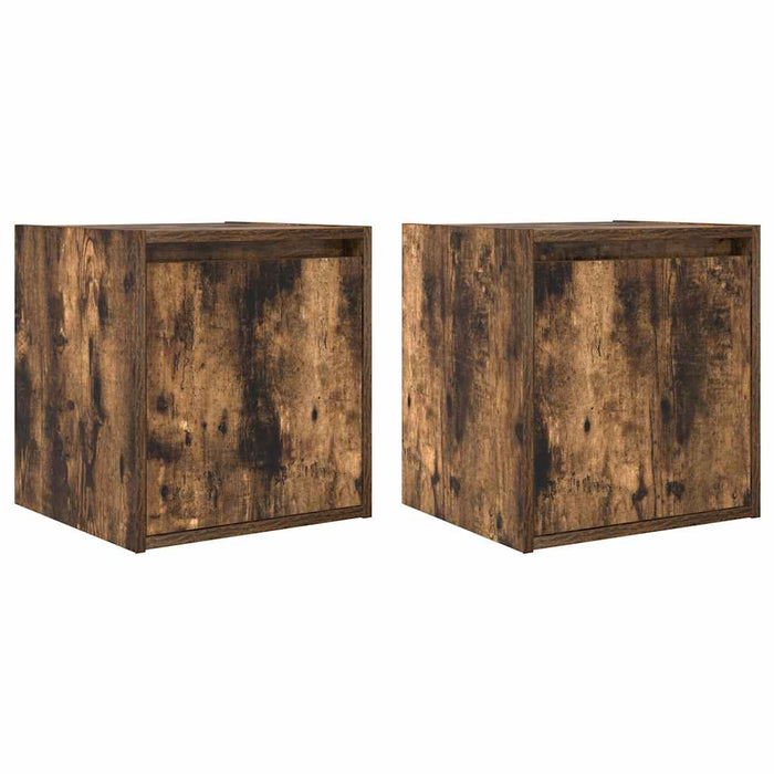 Noptiere montate pe perete 2 buc Stejar afumat 38x34x40 cm - WALTI WALTI