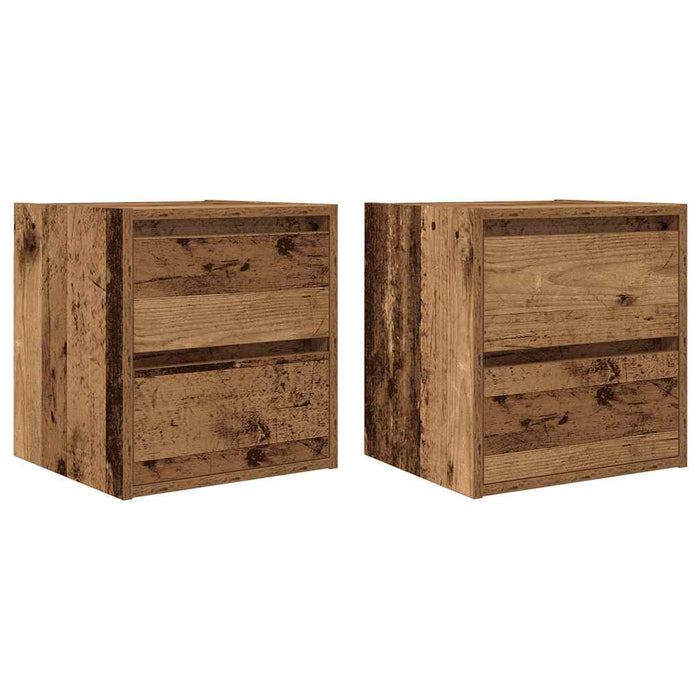 Noptiere montate pe perete 2 buc Lemn vechi 38x34x40 cm - WALTI WALTI