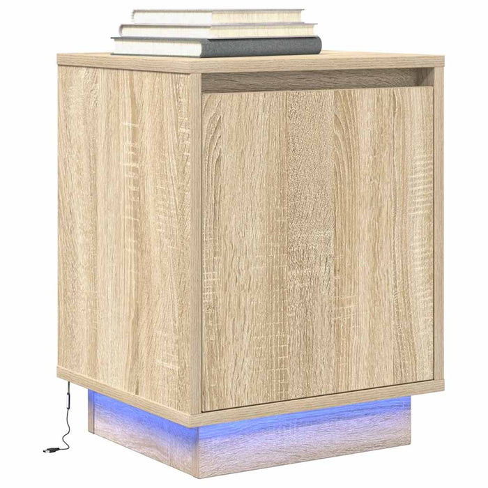 Noptiere cu lumini LED 2 buc Stejar Sonoma 38x34x50 cm WALTI