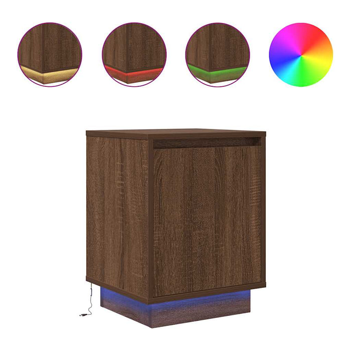 Noptiera cu lumini LED Stejar maro 38x34x50 cm - WALTI WALTI