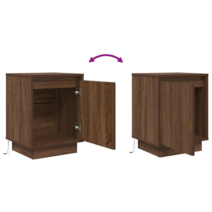 Noptiera cu lumini LED Stejar maro 38x34x50 cm - WALTI WALTI
