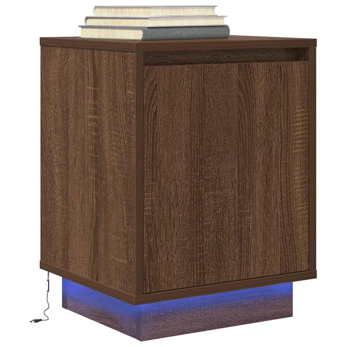 Noptiera cu lumini LED Stejar maro 38x34x50 cm - WALTI WALTI