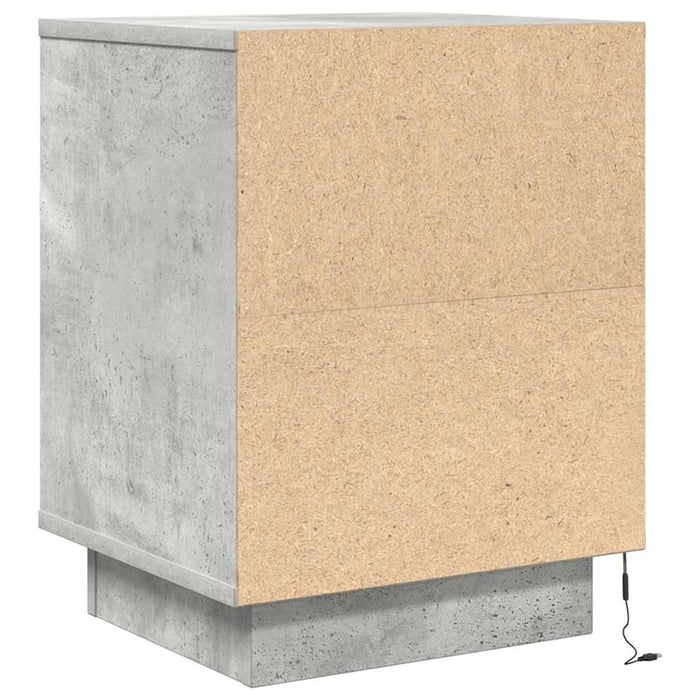 Noptiere cu lumini LED 2 buc Beton Gri 38x34x50 cm WALTI