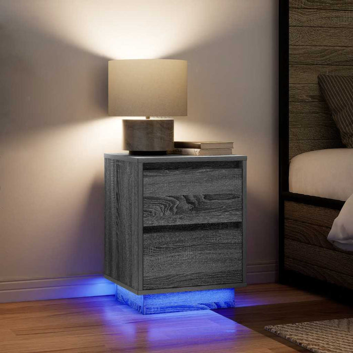 Noptiera cu lumini LED Gri Sonoma 38x34x50 cm WALTI