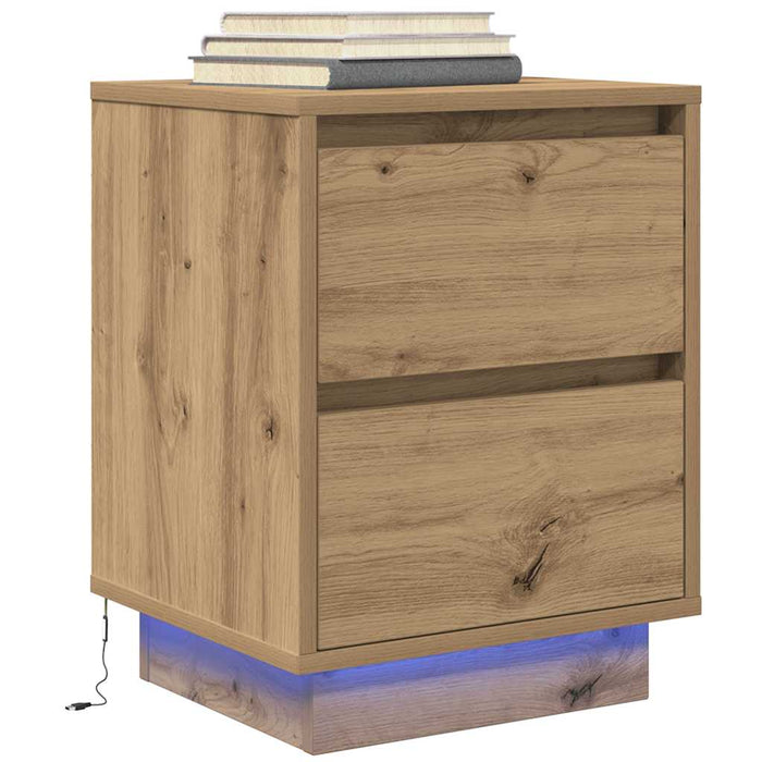 Noptiera cu lumini LED Stejar Artisan 38x34x50 cm WALTI