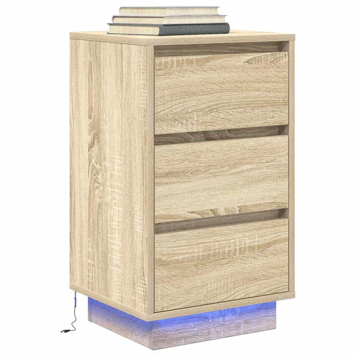 Noptiera cu lumini LED Stejar Sonoma 38x34x65 cm WALTI