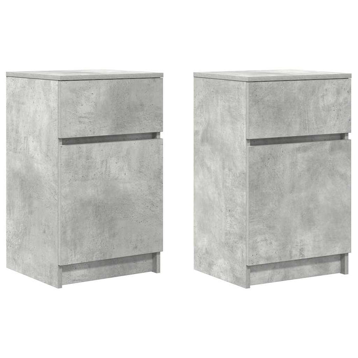Noptiere, 2 buc., gri beton, 39x35x65 cm, lemn prelucrat - WALTI WALTI
