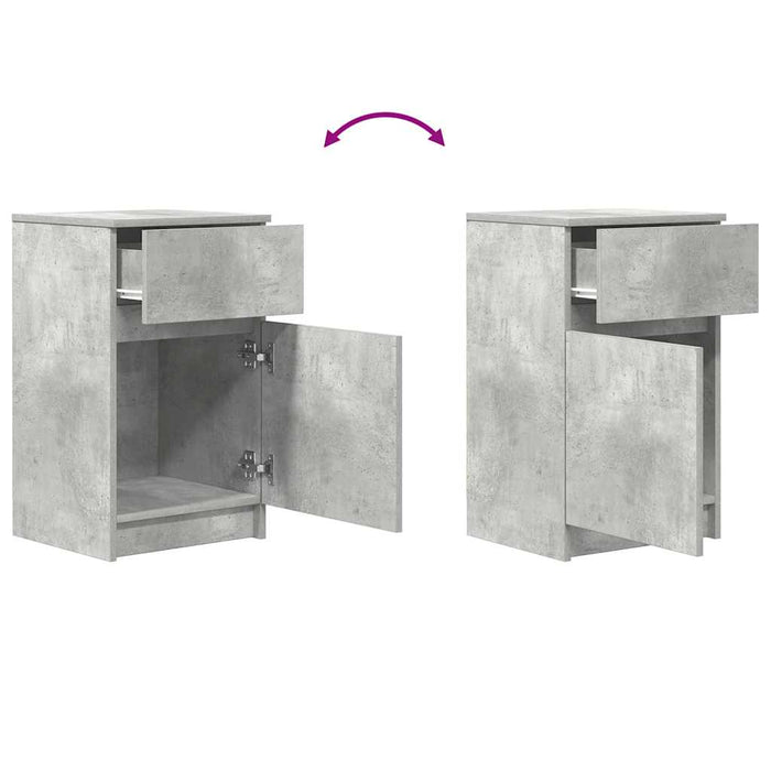 Noptiere, 2 buc., gri beton, 39x35x65 cm, lemn prelucrat - WALTI WALTI